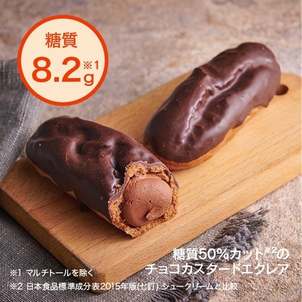 糖質50％カットのチョコカスタードエクレア